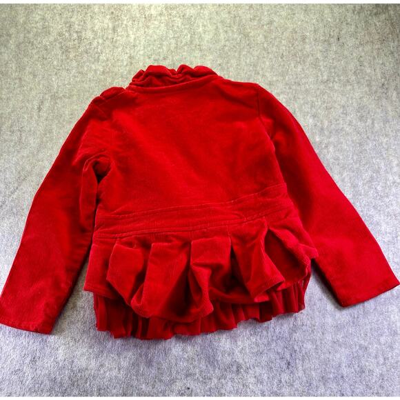 Mustard Pie Red Corduroy Ruffle Button Up Jacket Size 2T - Picture 2 of 5
